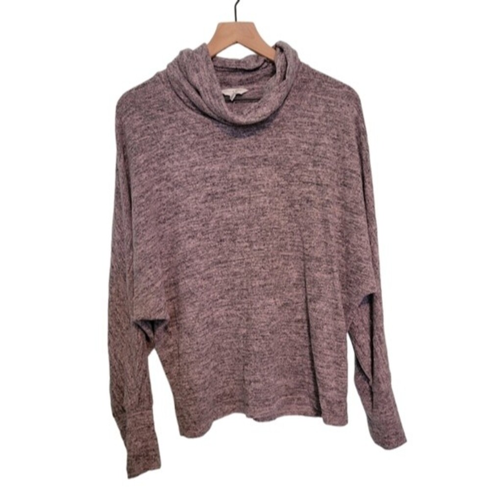 Lucky Brand Gray & Pink Marled Knit Cowl Neck Top Size Small